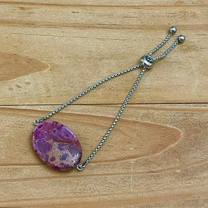 Purple Imperial Jasper Bracelet (Stainless Steel)