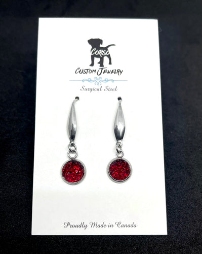 8mm Merlot Druzy Drop Earrings (Surgical Steel)