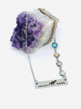 Load image into Gallery viewer, Mamasaur Birthstone Necklace with Four Babies (Stainless Steel)