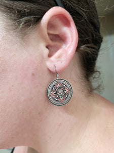 Pink Mandala Drop Earrings (Surgical Steel)