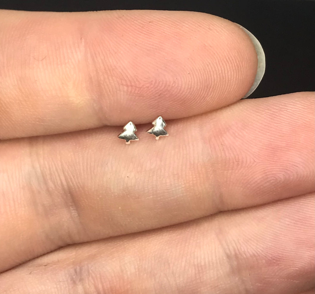 Tiny Christmas Tree Studs (Sterling Silver)