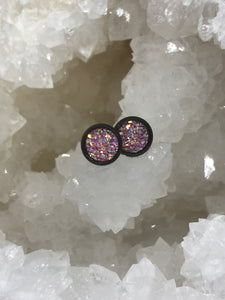 8mm Pink Druzy Studs