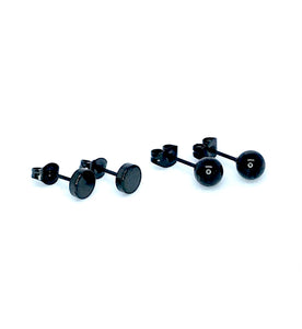 6mm Black Minimalist Stud Set (Stainless Steel)