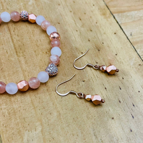 Dainty Rose Gold Hematite Drop Earrings