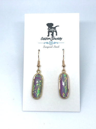 Purple Foil Drop Earrings (Surgical Steel)