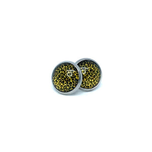 10mm Yellow Leopard Print Studs (Stainless Steel)