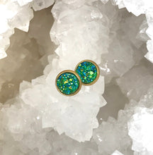Load image into Gallery viewer, 8mm Tropical Green Druzy Studs