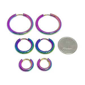 Rainbow Sleeper Hoop Earrings (Stainless Steel)