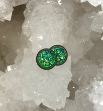 Load image into Gallery viewer, 8mm Tropical Green Druzy Studs