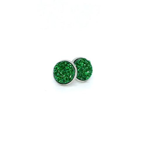 10mm Emerald Shimmer Druzy Studs