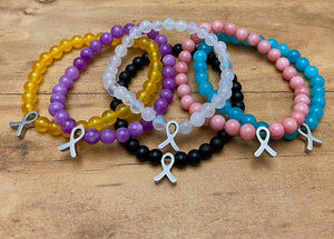6mm Childhood Cancer Research Gemstone Bracelet (Gold Stainless Steel)
