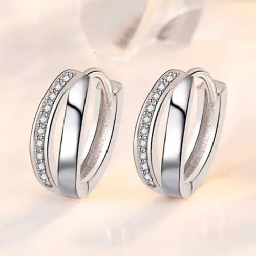Silver Aliyah Sleeper Hoop Earrings (Sterling Silver)