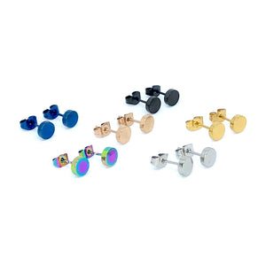 Double Mixed Set of 6mm Minimalist Round Studs (Stainless Steel)