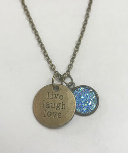 “live laugh love” Necklace (Antique Bronze)