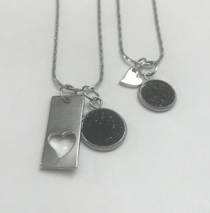 “Elegant Heart” Mother-Daughter Necklace Set (Stainless Steel)