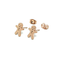 Load image into Gallery viewer, Gingerbread Man Studs (Rose Gold Stainless Steel)