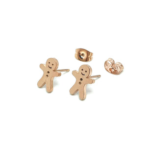 Gingerbread Man Studs (Rose Gold Stainless Steel)