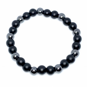 8mm Men's Gunmetal Onyx Bracelet