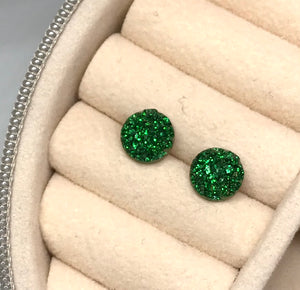 8mm Emerald Shimmer Druzy Studs
