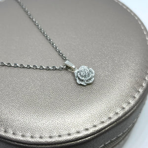 Silver Druzy Rose Necklace