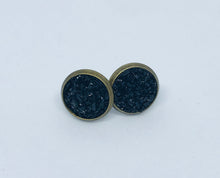Load image into Gallery viewer, 10mm Black Druzy Studs