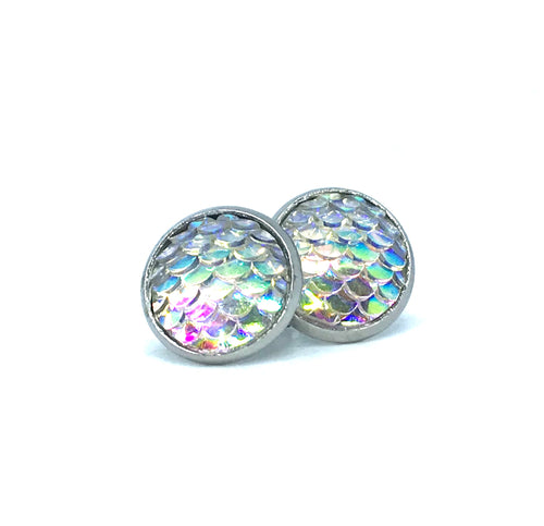 12mm White Mermaid Studs