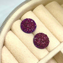 Load image into Gallery viewer, 12mm Sangria Shimmer Druzy Studs