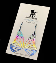 Load image into Gallery viewer, Rainbow Butterfly Wing Drop Earrings