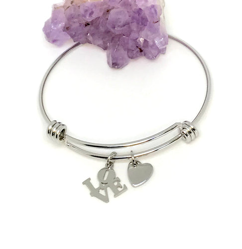 “LOVE” Charm Bracelet (Stainless Steel)