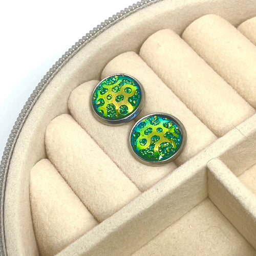 12mm Clover Whirlpool Druzy Studs (Stainless Steel)