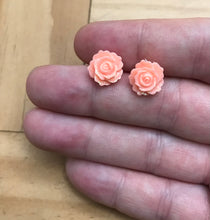 Load image into Gallery viewer, Shimmering Rose Studs in Coral Sands (No Metal)