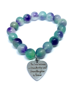 8mm Grandmother & Granddaughter Bracelet (Fluorite & Stainless Steel)