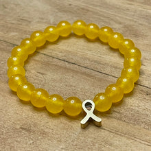 Load image into Gallery viewer, 8mm Childhood Cancer Research Gemstone Bracelet (Gold Stainless Steel)