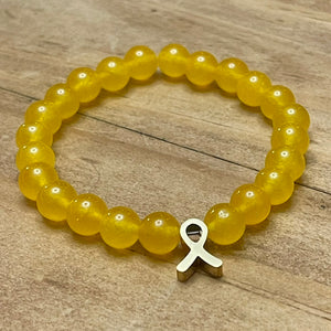 8mm Childhood Cancer Research Gemstone Bracelet (Gold Stainless Steel)