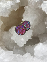 Load image into Gallery viewer, 12mm Pink Druzy Studs
