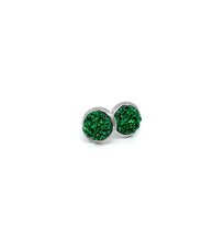 Load image into Gallery viewer, 8mm Emerald Shimmer Druzy Studs
