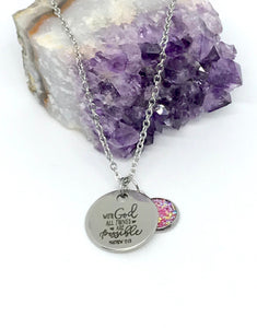 “With God All Things Are Possible” 3-in-1 Necklace (Stainless Steel)