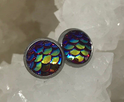8mm Pink Mermaid Studs