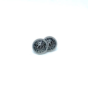 8mm White Leopard Print Studs (Stainless Steel)