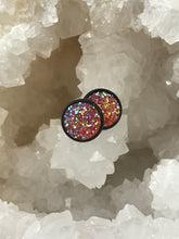 Load image into Gallery viewer, 12mm Raspberry Druzy Studs