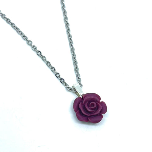 Burgundy Rose Necklace