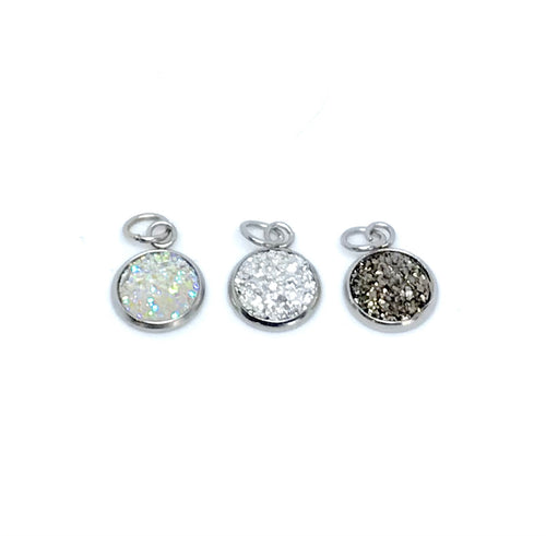 Shade of Grey Druzy Charm Set