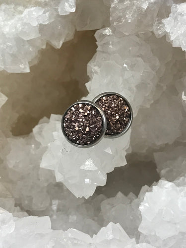12mm Chocolate Druzy Studs