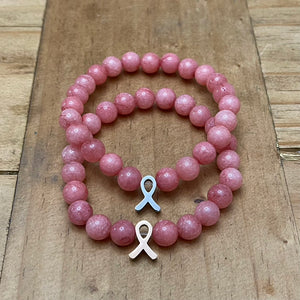 8mm Breast Cancer Research Gemstone Bracelet (Rose Gold Stainless Steel)