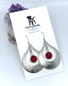 Merlot Druzy Sparkledust Teardrop Drop Earrings