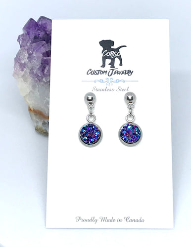 8mm Mystic Druzy Drop Studs (Stainless Steel)