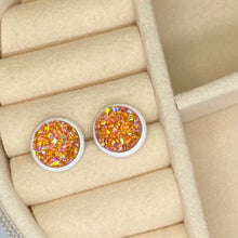 Load image into Gallery viewer, 10mm Orange Creamsicle Druzy Studs