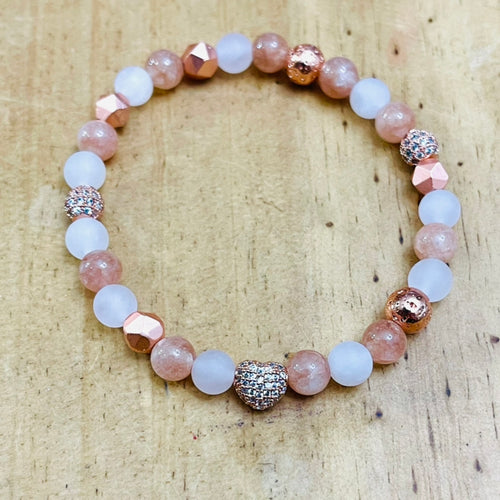 6mm Rose Gold Pave Heart Bracelet