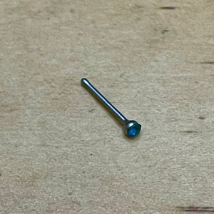 Peacock Blue Crystal Nose Stud (Surgical Steel)