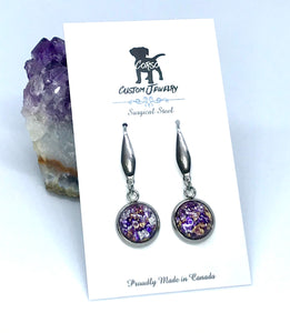 12mm Purple Foil Drop Earrings (Surgical Steel)